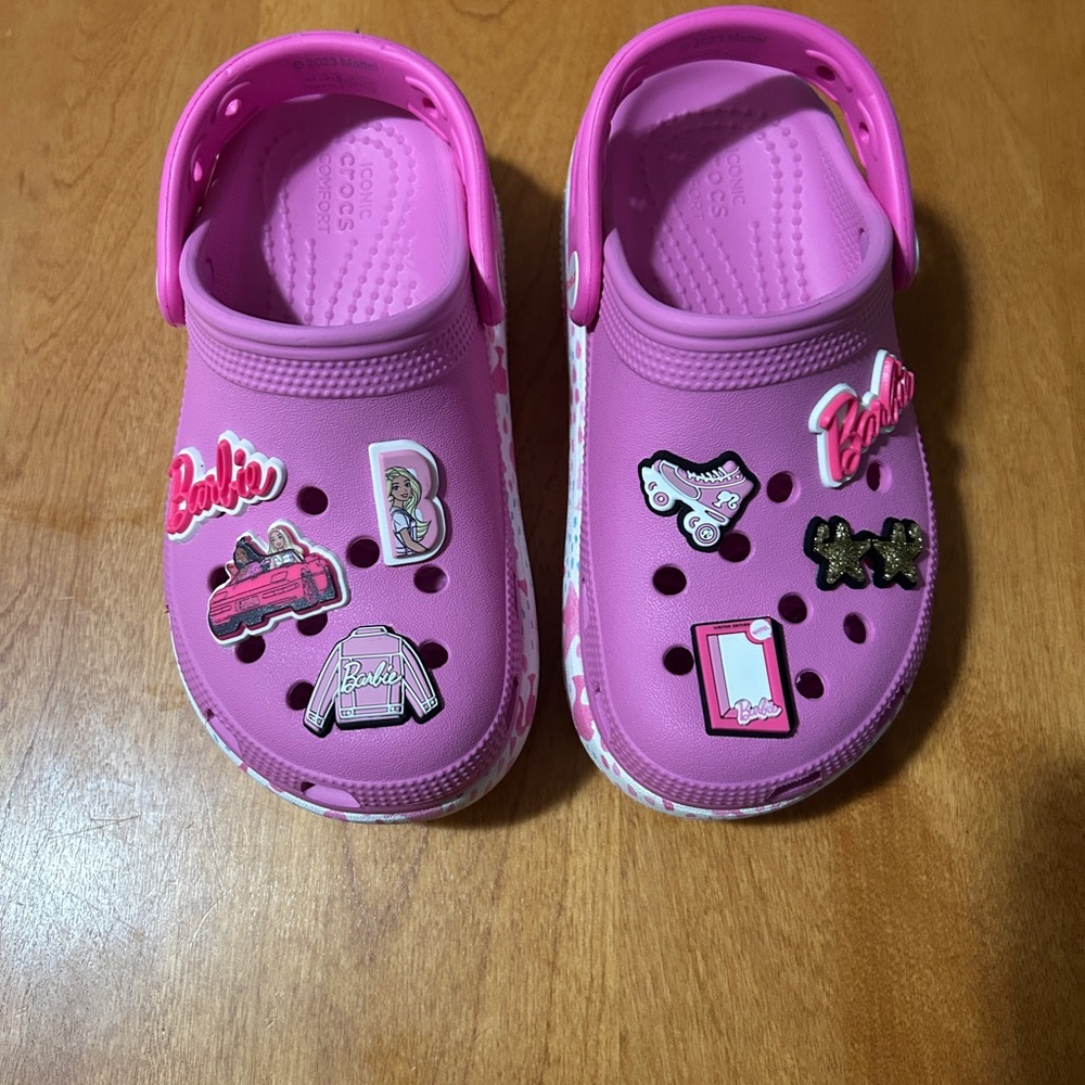 CROCS Pink Sandals with Decorative Charms